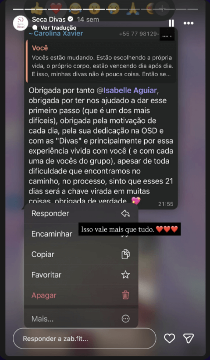 Depoimento de aluna · Desafio Seca Diva